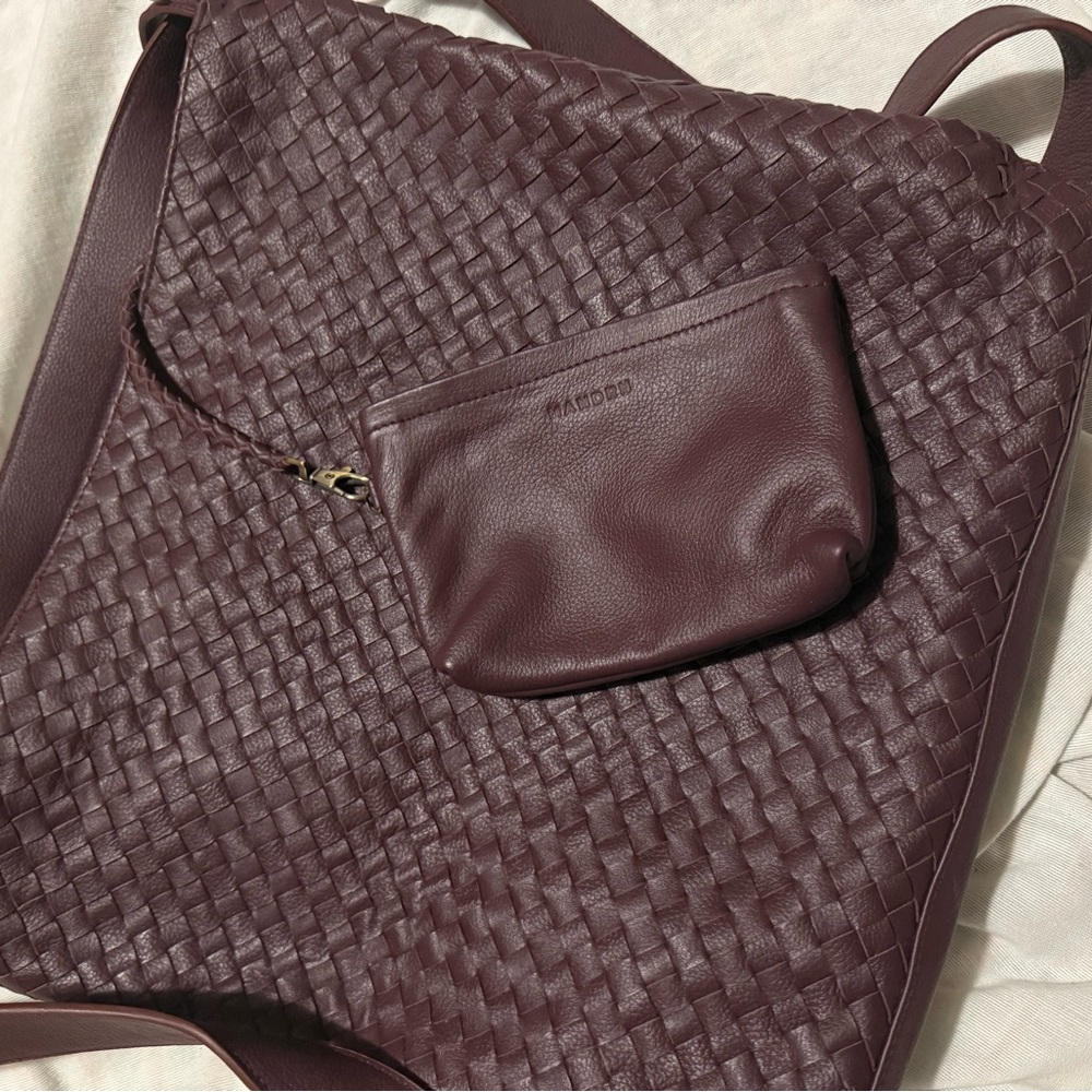 MANDRN Woven Evra Tote - Burgundy Shoulder Bag - Picture 13 of 14